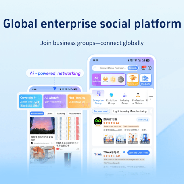 Global Enterprise Social Platform Join business circles, link global human networks
